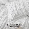 imageBedsure Boho Comforter Set Queen  Olive Green Tufted Queen Size Comforter 3 Pieces FarmhouseStyle Embroidery Bed Set Soft Fluffy Geometric Pattern Bedding for All Seasons02  Bright White  Elegant
