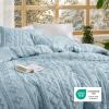 imageBedsure Boho Comforter Set Queen  Olive Green Tufted Queen Size Comforter 3 Pieces FarmhouseStyle Embroidery Bed Set Soft Fluffy Geometric Pattern Bedding for All Seasons20  Light Blue  Elegant