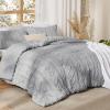 imageBedsure Boho Comforter Set Queen  Olive Green Tufted Queen Size Comforter 3 Pieces FarmhouseStyle Embroidery Bed Set Soft Fluffy Geometric Pattern Bedding for All Seasons18  Light Grey  Elegant