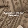 imageBedsure Boho Comforter Set Queen  Olive Green Tufted Queen Size Comforter 3 Pieces FarmhouseStyle Embroidery Bed Set Soft Fluffy Geometric Pattern Bedding for All Seasons10  Light Brown  Elegant