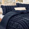 imageBedsure Boho Comforter Set Queen  Olive Green Tufted Queen Size Comforter 3 Pieces FarmhouseStyle Embroidery Bed Set Soft Fluffy Geometric Pattern Bedding for All Seasons22  Navy  Elegant