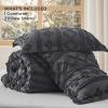 imageBedsure Boho Comforter Set Queen  Olive Green Tufted Queen Size Comforter 3 Pieces FarmhouseStyle Embroidery Bed Set Soft Fluffy Geometric Pattern Bedding for All Seasons19  Dark Grey  Elegant