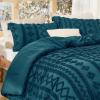 imageBedsure Boho Comforter Set Queen  Olive Green Tufted Queen Size Comforter 3 Pieces FarmhouseStyle Embroidery Bed Set Soft Fluffy Geometric Pattern Bedding for All Seasons16  Teal  Elegant