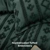 imageBedsure Boho Comforter Set Queen  Olive Green Tufted Queen Size Comforter 3 Pieces FarmhouseStyle Embroidery Bed Set Soft Fluffy Geometric Pattern Bedding for All Seasons15  Dark Green  Elegant