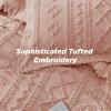 imageBedsure Boho Comforter Set Queen  Olive Green Tufted Queen Size Comforter 3 Pieces FarmhouseStyle Embroidery Bed Set Soft Fluffy Geometric Pattern Bedding for All Seasons24  Light Pink  Elegant