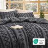 imageBedsure Boho Comforter Set Queen  Olive Green Tufted Queen Size Comforter 3 Pieces FarmhouseStyle Embroidery Bed Set Soft Fluffy Geometric Pattern Bedding for All Seasons19  Dark Grey  Elegant
