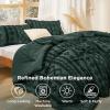 imageBedsure Boho Comforter Set Queen  Olive Green Tufted Queen Size Comforter 3 Pieces FarmhouseStyle Embroidery Bed Set Soft Fluffy Geometric Pattern Bedding for All Seasons15  Dark Green  Elegant