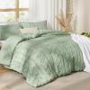 imageBedsure Boho Comforter Set Queen  Olive Green Tufted Queen Size Comforter 3 Pieces FarmhouseStyle Embroidery Bed Set Soft Fluffy Geometric Pattern Bedding for All Seasons13  Sage Green  Elegant