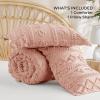 imageBedsure Boho Comforter Set Queen  Olive Green Tufted Queen Size Comforter 3 Pieces FarmhouseStyle Embroidery Bed Set Soft Fluffy Geometric Pattern Bedding for All Seasons24  Light Pink  Elegant
