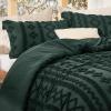 imageBedsure Boho Comforter Set Queen  Olive Green Tufted Queen Size Comforter 3 Pieces FarmhouseStyle Embroidery Bed Set Soft Fluffy Geometric Pattern Bedding for All Seasons15  Dark Green  Elegant