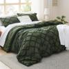 imageBedsure Boho Comforter Set Queen  Olive Green Tufted Queen Size Comforter 3 Pieces FarmhouseStyle Embroidery Bed Set Soft Fluffy Geometric Pattern Bedding for All Seasons05  Olive Green  Diamond Like