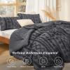 imageBedsure Boho Comforter Set Queen  Olive Green Tufted Queen Size Comforter 3 Pieces FarmhouseStyle Embroidery Bed Set Soft Fluffy Geometric Pattern Bedding for All Seasons19  Dark Grey  Elegant