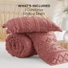 imageBedsure Boho Comforter Set Queen  Olive Green Tufted Queen Size Comforter 3 Pieces FarmhouseStyle Embroidery Bed Set Soft Fluffy Geometric Pattern Bedding for All Seasons25  Grayish Pink  Elegant