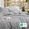 imageBedsure Boho Comforter Set Queen  Olive Green Tufted Queen Size Comforter 3 Pieces FarmhouseStyle Embroidery Bed Set Soft Fluffy Geometric Pattern Bedding for All Seasons18  Light Grey  Elegant