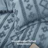 imageBedsure Boho Comforter Set Queen  Olive Green Tufted Queen Size Comforter 3 Pieces FarmhouseStyle Embroidery Bed Set Soft Fluffy Geometric Pattern Bedding for All Seasons21  Grayish Blue  Elegant