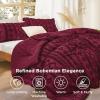 imageBedsure Boho Comforter Set Queen  Olive Green Tufted Queen Size Comforter 3 Pieces FarmhouseStyle Embroidery Bed Set Soft Fluffy Geometric Pattern Bedding for All Seasons27  Burgundy  Elegant