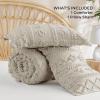 imageBedsure Boho Comforter Set Queen  Olive Green Tufted Queen Size Comforter 3 Pieces FarmhouseStyle Embroidery Bed Set Soft Fluffy Geometric Pattern Bedding for All Seasons08  Linen  Elegant