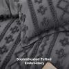 imageBedsure Boho Comforter Set Queen  Olive Green Tufted Queen Size Comforter 3 Pieces FarmhouseStyle Embroidery Bed Set Soft Fluffy Geometric Pattern Bedding for All Seasons19  Dark Grey  Elegant