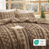 imageBedsure Boho Comforter Set Queen  Olive Green Tufted Queen Size Comforter 3 Pieces FarmhouseStyle Embroidery Bed Set Soft Fluffy Geometric Pattern Bedding for All Seasons10  Light Brown  Elegant