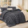 imageBedsure Boho Comforter Set Queen  Olive Green Tufted Queen Size Comforter 3 Pieces FarmhouseStyle Embroidery Bed Set Soft Fluffy Geometric Pattern Bedding for All Seasons19  Dark Grey  Elegant