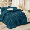imageBedsure Boho Comforter Set Queen  Olive Green Tufted Queen Size Comforter 3 Pieces FarmhouseStyle Embroidery Bed Set Soft Fluffy Geometric Pattern Bedding for All Seasons16  Teal  Elegant