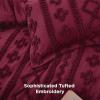 imageBedsure Boho Comforter Set Queen  Olive Green Tufted Queen Size Comforter 3 Pieces FarmhouseStyle Embroidery Bed Set Soft Fluffy Geometric Pattern Bedding for All Seasons27  Burgundy  Elegant