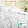 imageBedsure Boho Comforter Set Queen  Olive Green Tufted Queen Size Comforter 3 Pieces FarmhouseStyle Embroidery Bed Set Soft Fluffy Geometric Pattern Bedding for All Seasons02  Bright White  Elegant