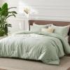 imageBedsure King Size Comforter Set Black  Bed in a Bag King Bedding 7 Pieces Cationic Dyed Bed Set Gift for Family Black Soft Bedding for All Seasons Comforter with Sheets Pillowcases amp Shams02  Celadon Green Melange