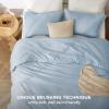 imageBedsure King Size Comforter Set Black  Bed in a Bag King Bedding 7 Pieces Cationic Dyed Bed Set Gift for Family Black Soft Bedding for All Seasons Comforter with Sheets Pillowcases amp Shams05  Light Blue Melange