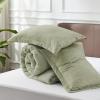 imageBedsure King Size Comforter Set Black  Bed in a Bag King Bedding 7 Pieces Cationic Dyed Bed Set Gift for Family Black Soft Bedding for All Seasons Comforter with Sheets Pillowcases amp Shams02  Tea Green Melange