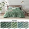imageBedsure King Size Comforter Set Black  Bed in a Bag King Bedding 7 Pieces Cationic Dyed Bed Set Gift for Family Black Soft Bedding for All Seasons Comforter with Sheets Pillowcases amp Shams02  Green Melange