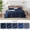 imageBedsure King Size Comforter Set Black  Bed in a Bag King Bedding 7 Pieces Cationic Dyed Bed Set Gift for Family Black Soft Bedding for All Seasons Comforter with Sheets Pillowcases amp Shams05  Navy Melange