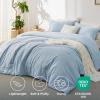 imageBedsure King Size Comforter Set Black  Bed in a Bag King Bedding 7 Pieces Cationic Dyed Bed Set Gift for Family Black Soft Bedding for All Seasons Comforter with Sheets Pillowcases amp Shams05  Light Blue Melange