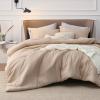imageBedsure King Size Comforter Set Black  Bed in a Bag King Bedding 7 Pieces Cationic Dyed Bed Set Gift for Family Black Soft Bedding for All Seasons Comforter with Sheets Pillowcases amp Shams04  Sand Melange