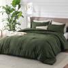 imageBedsure King Size Comforter Set Black  Bed in a Bag King Bedding 7 Pieces Cationic Dyed Bed Set Gift for Family Black Soft Bedding for All Seasons Comforter with Sheets Pillowcases amp Shams02  Olive Green Melange