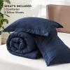 imageBedsure King Size Comforter Set Black  Bed in a Bag King Bedding 7 Pieces Cationic Dyed Bed Set Gift for Family Black Soft Bedding for All Seasons Comforter with Sheets Pillowcases amp Shams05  Navy Melange