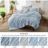 imageBedsure King Size Comforter Set Black  Bed in a Bag King Bedding 7 Pieces Cationic Dyed Bed Set Gift for Family Black Soft Bedding for All Seasons Comforter with Sheets Pillowcases amp Shams05  Light Blue Melange