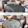 imageBedsure King Size Comforter Set Black  Bed in a Bag King Bedding 7 Pieces Cationic Dyed Bed Set Gift for Family Black Soft Bedding for All Seasons Comforter with Sheets Pillowcases amp Shams04  Dark Grey  Reversible