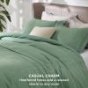 imageBedsure King Size Comforter Set Black  Bed in a Bag King Bedding 7 Pieces Cationic Dyed Bed Set Gift for Family Black Soft Bedding for All Seasons Comforter with Sheets Pillowcases amp Shams02  Green Melange
