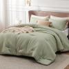 imageBedsure King Size Comforter Set Black  Bed in a Bag King Bedding 7 Pieces Cationic Dyed Bed Set Gift for Family Black Soft Bedding for All Seasons Comforter with Sheets Pillowcases amp Shams02  Tea Green Melange