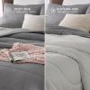 imageBedsure King Size Comforter Set Black  Bed in a Bag King Bedding 7 Pieces Cationic Dyed Bed Set Gift for Family Black Soft Bedding for All Seasons Comforter with Sheets Pillowcases amp Shams04  Light Grey  Reversible