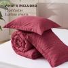 imageBedsure King Size Comforter Set Black  Bed in a Bag King Bedding 7 Pieces Cationic Dyed Bed Set Gift for Family Black Soft Bedding for All Seasons Comforter with Sheets Pillowcases amp Shams06  Red Melange