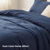 imageBedsure King Size Comforter Set Black  Bed in a Bag King Bedding 7 Pieces Cationic Dyed Bed Set Gift for Family Black Soft Bedding for All Seasons Comforter with Sheets Pillowcases amp Shams05  Navy Melange