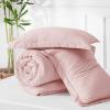 imageBedsure King Size Comforter Set Black  Bed in a Bag King Bedding 7 Pieces Cationic Dyed Bed Set Gift for Family Black Soft Bedding for All Seasons Comforter with Sheets Pillowcases amp Shams06  Pink Melange