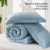 imageBedsure King Size Comforter Set Black  Bed in a Bag King Bedding 7 Pieces Cationic Dyed Bed Set Gift for Family Black Soft Bedding for All Seasons Comforter with Sheets Pillowcases amp Shams05  Storm Blue Melange