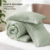 imageBedsure King Size Comforter Set Black  Bed in a Bag King Bedding 7 Pieces Cationic Dyed Bed Set Gift for Family Black Soft Bedding for All Seasons Comforter with Sheets Pillowcases amp Shams02  Celadon Green Melange