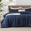 imageBedsure King Size Comforter Set Black  Bed in a Bag King Bedding 7 Pieces Cationic Dyed Bed Set Gift for Family Black Soft Bedding for All Seasons Comforter with Sheets Pillowcases amp Shams05  Navy Melange