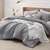 imageBedsure King Size Comforter Set Black  Bed in a Bag King Bedding 7 Pieces Cationic Dyed Bed Set Gift for Family Black Soft Bedding for All Seasons Comforter with Sheets Pillowcases amp Shams03  Grey Melange