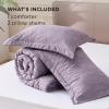imageBedsure King Size Comforter Set Black  Bed in a Bag King Bedding 7 Pieces Cationic Dyed Bed Set Gift for Family Black Soft Bedding for All Seasons Comforter with Sheets Pillowcases amp Shams07  Grayish Purple Melange