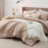 imageBedsure King Size Comforter Set Black  Bed in a Bag King Bedding 7 Pieces Cationic Dyed Bed Set Gift for Family Black Soft Bedding for All Seasons Comforter with Sheets Pillowcases amp Shams04  Sand Melange